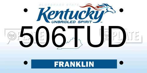 506TUD Kentucky License Plate