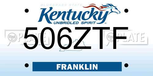 506ZTF Kentucky License Plate