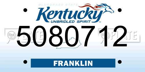 5080712 Kentucky License Plate