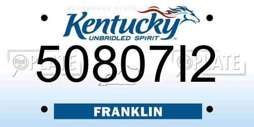 50807I2 Kentucky License Plate