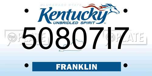 50807I7 Kentucky License Plate