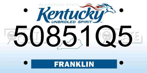 50851Q5 Kentucky License Plate