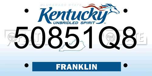 50851Q8 Kentucky License Plate