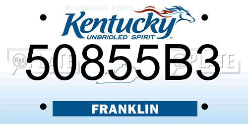 50855B3 Kentucky License Plate