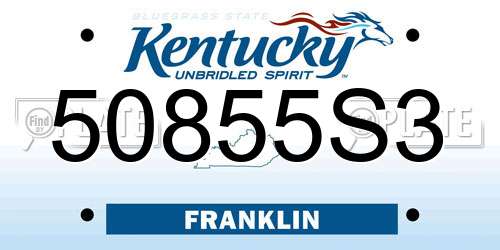 50855S3 Kentucky License Plate