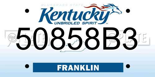 50858B3 Kentucky License Plate