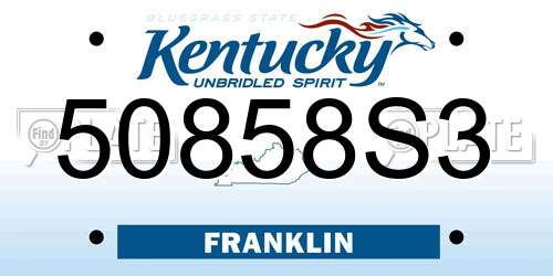 50858S3 Kentucky License Plate