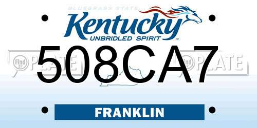 508CA7 Kentucky License Plate