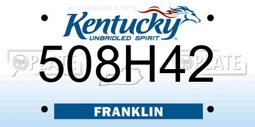 508H42 Kentucky License Plate