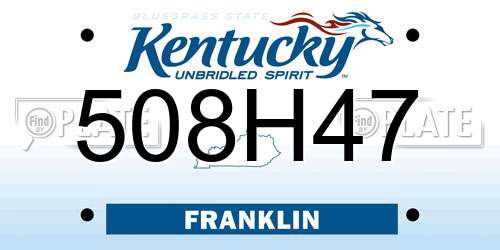 508H47 Kentucky License Plate