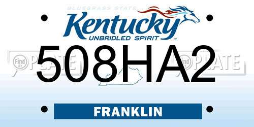 508HA2 Kentucky License Plate