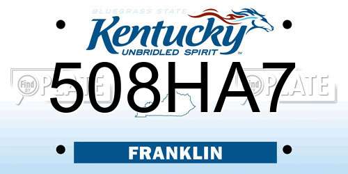 508HA7 Kentucky License Plate