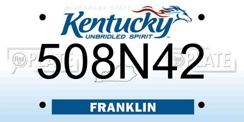 508N42 Kentucky License Plate