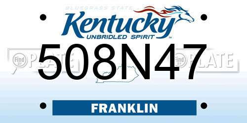 508N47 Kentucky License Plate