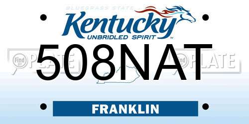508NAT Kentucky License Plate