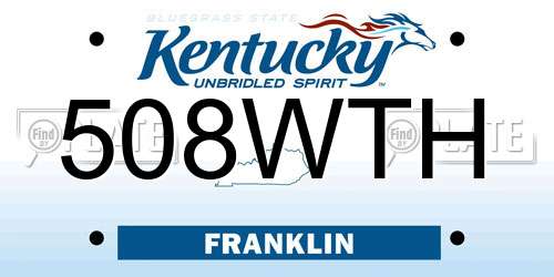 508WTH Kentucky License Plate