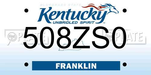 508ZS0 Kentucky License Plate