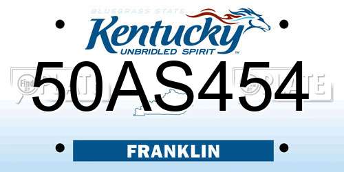 50AS454 Kentucky License Plate