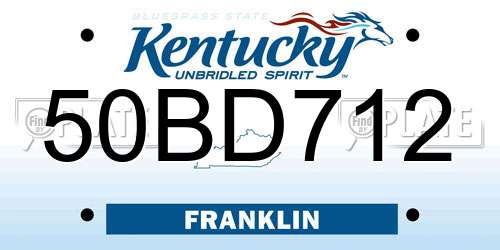50BD712 Kentucky License Plate