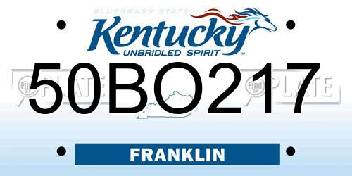 50BO217 Kentucky License Plate