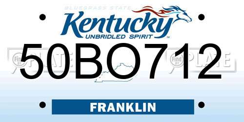 50BO712 Kentucky License Plate