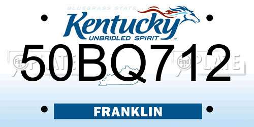50BQ712 Kentucky License Plate