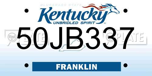 50JB337 Kentucky License Plate