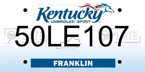 50LE107 Kentucky License Plate