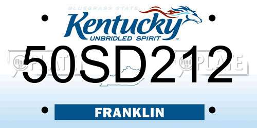 50SD212 Kentucky License Plate