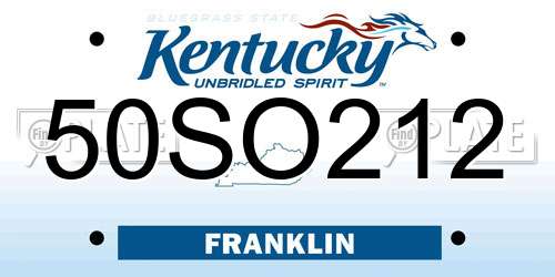 50SO212 Kentucky License Plate