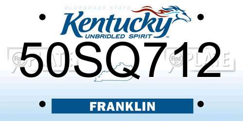 50SQ712 Kentucky License Plate