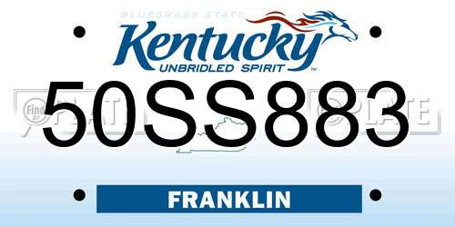 50SS883 Kentucky License Plate