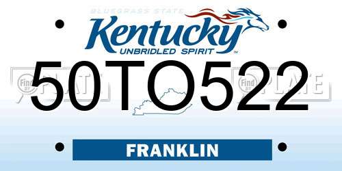 50TO522 Kentucky License Plate