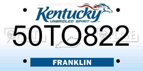 50TO822 Kentucky License Plate