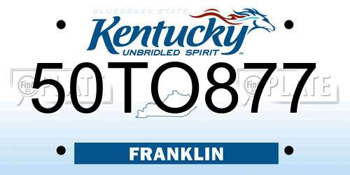 50TO877 Kentucky License Plate