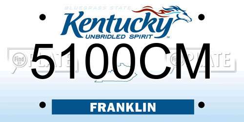 5100CM Kentucky License Plate