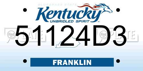 51124D3 Kentucky License Plate