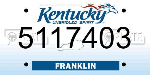 5117403 Kentucky License Plate