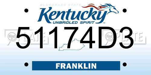 51174D3 Kentucky License Plate