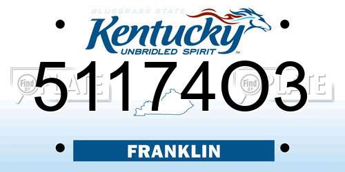 51174O3 Kentucky License Plate