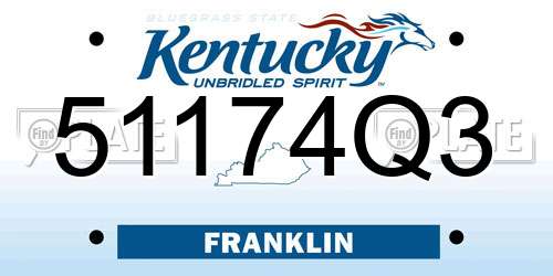 51174Q3 Kentucky License Plate