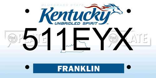 511EYX Kentucky License Plate