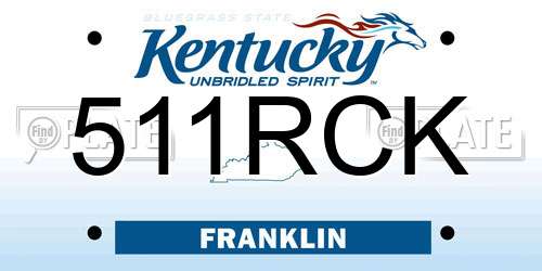 511RCK Kentucky License Plate