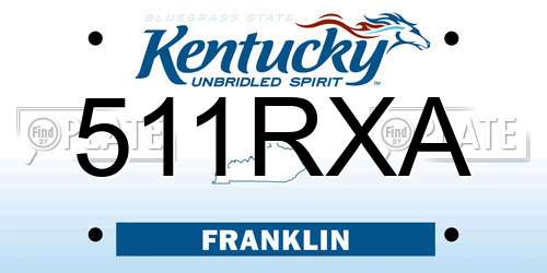 511RXA Kentucky License Plate