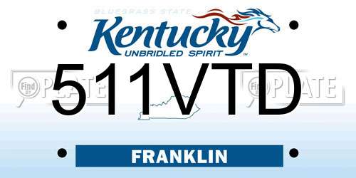 511VTD Kentucky License Plate