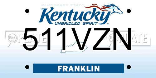 511VZN Kentucky License Plate