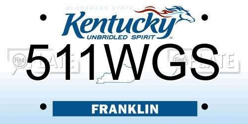 511WGS Kentucky License Plate