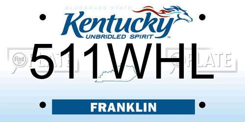 511WHL Kentucky License Plate