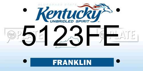 5123FE Kentucky License Plate