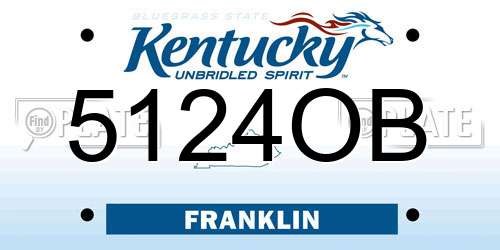 5124OB Kentucky License Plate